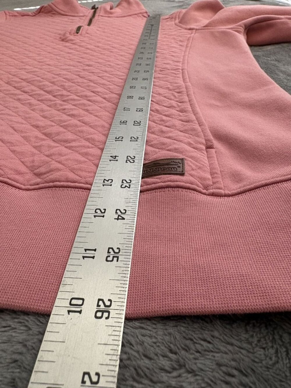 L.L. Bean Women Quilted Quarter-Zip Pullover M Pink Fleece Lined Outdoor Camping - Picture 12 of 12